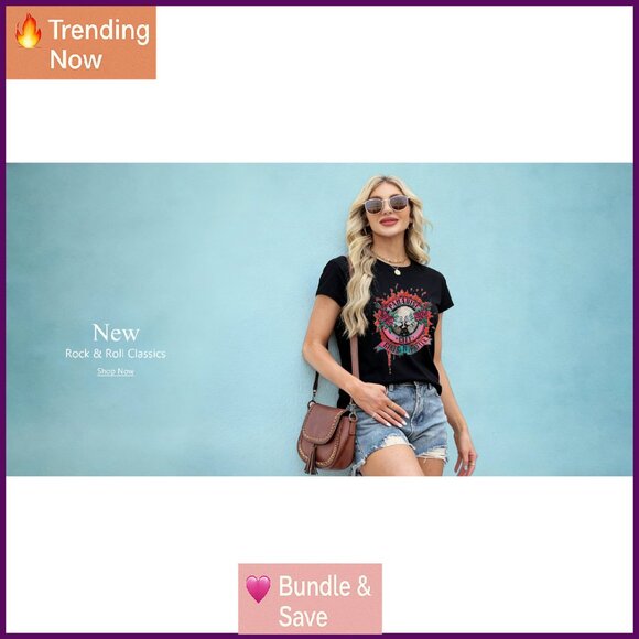 Vintage Rock Band Tee Women's Cotton Blend Graphic T-Shirt Casual Short Sleeve - Picture 7 of 7